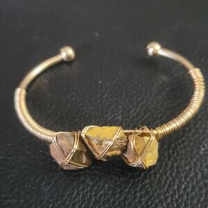 Tigers eye gold bangle bracelet
